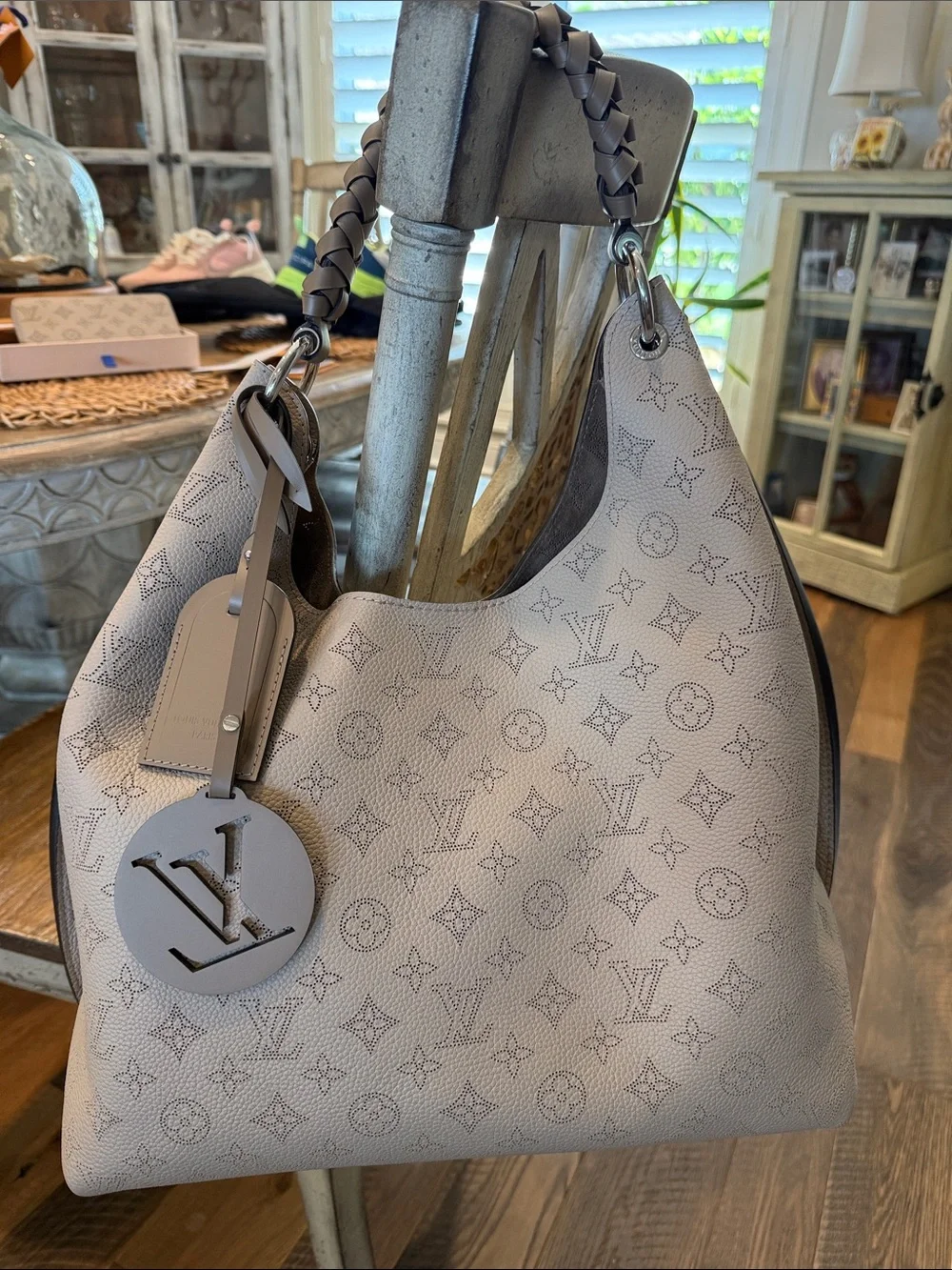 Louis Vuitton Taupe Monogram Braided-Handle Shoulder Bag